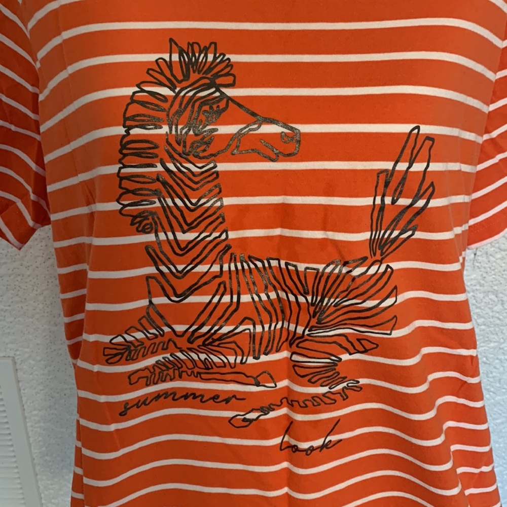 Ulla Popken 20/22 Tee Orange White Stripe - Picture 2 of 7
